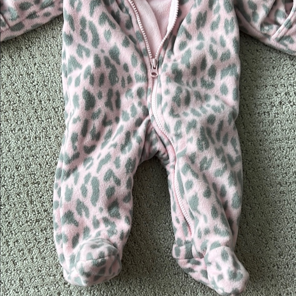 Carter's Pink Leopard Print Baby bunting winter - Picture 3 of 4